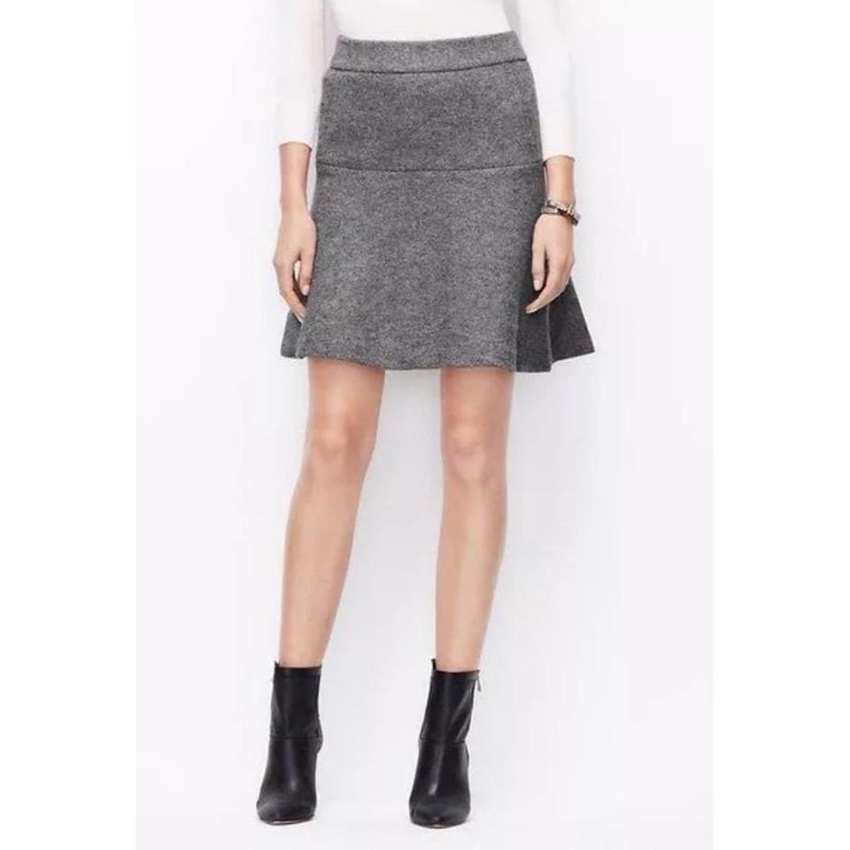 Ann Taylor Boiled Wool Blend Flounce Gray Skirt Size 6